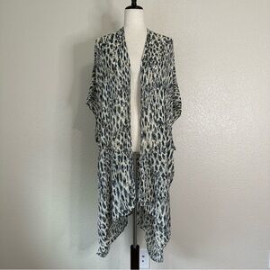 Lovestitch Leopard Open Front Kimono Coverup, One Size